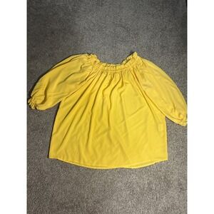 Completely Me by Liz Lange Yellow Off Shoulder Ruffle Blouse Small